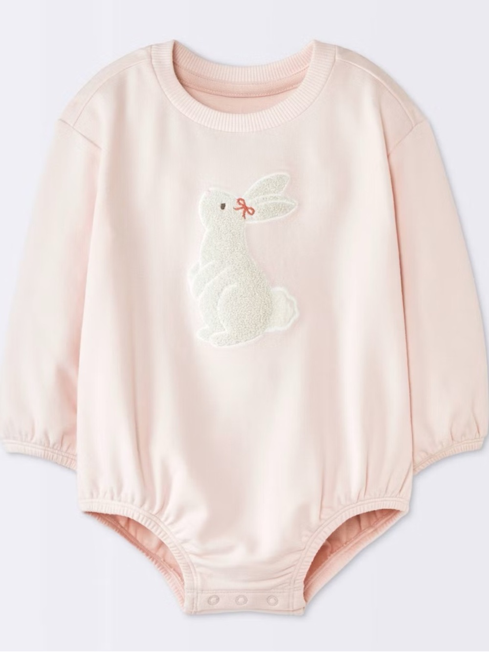 Cloud Island Baby Girls' Bunny Graphic Long-Sleeve Bubble Romper